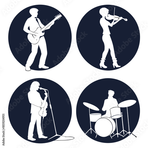 Musicians performing various instruments