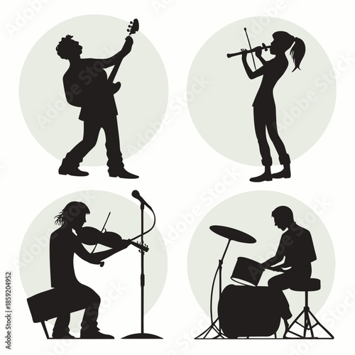 Musicians performing various instruments