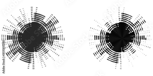 Pop art comic style dotted circle set. Abstract dotted circles, round halftones geometric dots, pop art texture. Illustration halftone effect round shape.