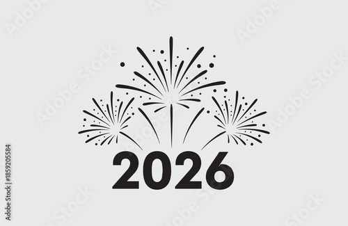 Happy new year 2026 with fireworks celebration Vector illustration.