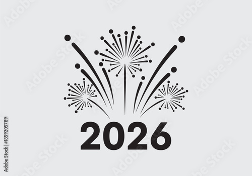 Happy new year 2026 with fireworks celebration Vector illustration.