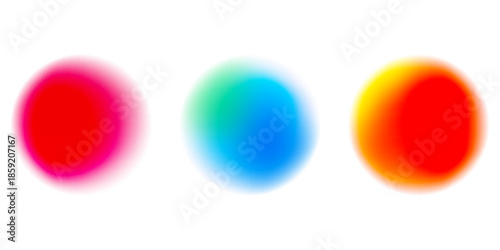 Set color circle gradient noise gradation. Abstract colorful watercolor blur mesh on isolated transparent background.