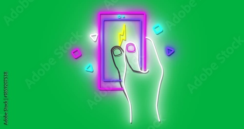 Neon smartphone on Alpha Channel