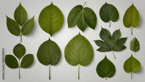 seamless pattern with different green leaves