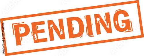 Orange Pending Stamp Grunge Style Rectangular Rubber Stamp Isolated on White