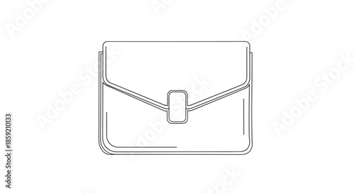 Minimalistic line drawing of a pouch file, isolated on a white background
