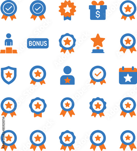 Award and bonus vector icon set for web design and mobile application