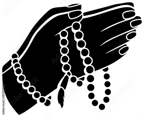 meditation illustration yoga silhouette mala logo buddhism icon relaxation outline woman prayer spiritual mantra traditional bead tibetan meditating peace shape sacred vector graphic background