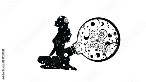 Creative mind bursts with celestial inspiration and abstract ideas