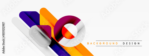 Abstract geometric shapes overlap, creating dynamic colorful design. White background enhances visual impact. Modern style.