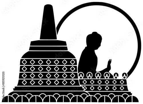 architecture illustration buddhism silhouette stupa logo asia icon travel outline religion landmark tourism temple buddhist building india monument ancient shape worship vector graphic background