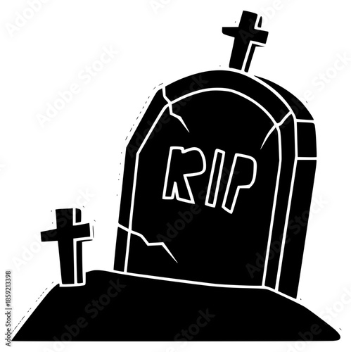 tombstone illustration grave silhouette cemetery logo halloween icon death outline spooky scary graveyard gravestone creepy dead memorial horror rip shape and vector graphic background