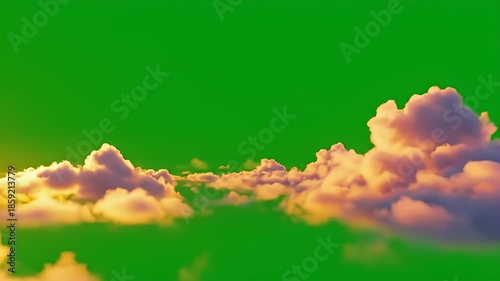 Clouds Moving Across Green Screen Background.