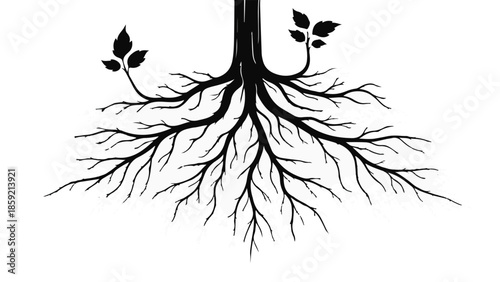 Strong tree roots spreading outward, symbolizing growth and foundation