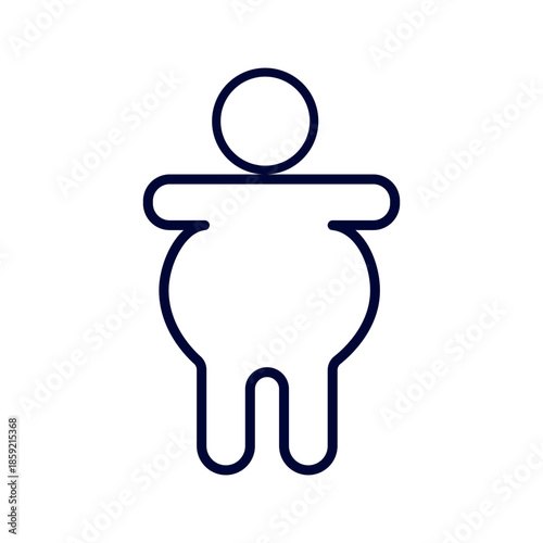 Fat body outline icon on white background.