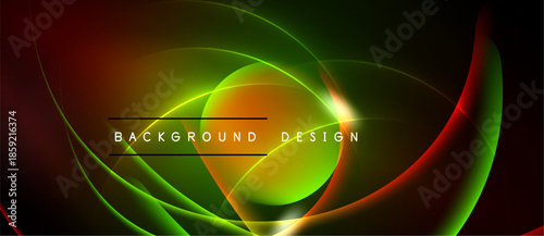 Abstract flowing lines create vibrant, dynamic background. Green, orange, red hues blend seamlessly. Modern design element.