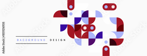 Abstract geometric shapes, red, purple, lilac, white. Minimalist design over light background. Modern vector illustration.
