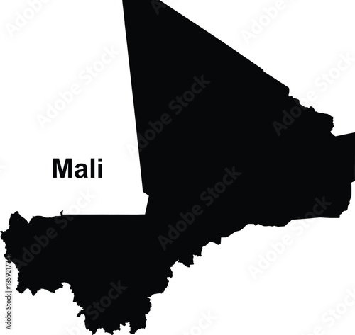 Mali Map Black Silhouette Isolated on White Background