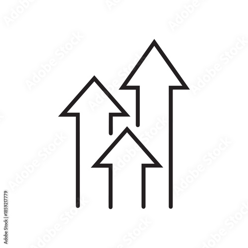 Three arrows pointing upwards merging into a single peak representing growth and success
