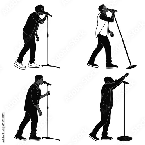 Silhouettes of singers performing
