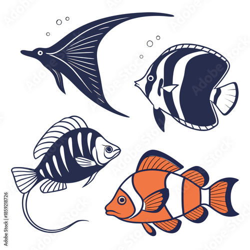 Colorful aquatic life illustration