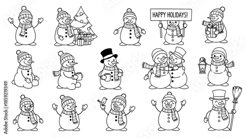 Drawing Winter Snowman Collection