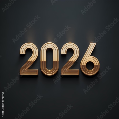 Golden 2026 numbers icons for new year celebration 