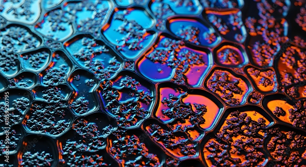 Fototapeta premium A vibrant and colorful abstract pattern of iridescent bubbles on a dark background