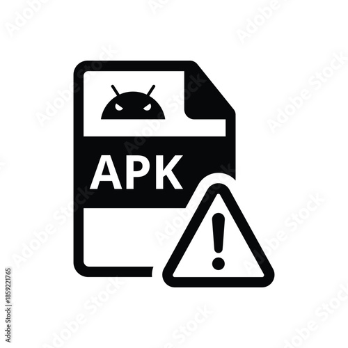 Malicious APK file icon with warning sign vector illustration isolated
