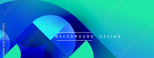 Abstract fluid shapes, vibrant blues, turquoise gradients. Modern design elements create dynamic background texture. Simple text overlay present.