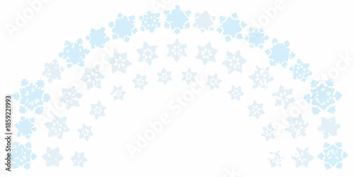 An arrangement of delicate light blue snowflakes forming a gentle archway