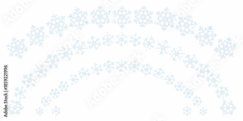 A delicate arrangement of light blue snowflakes forming a curved border