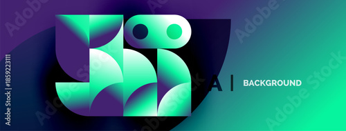 Abstract geometric shapes, vibrant teal hues, dark background. Modern design suggests technology, innovation, artificial intelligence.