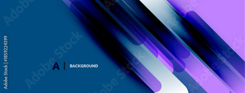 Abstract geometric design. Blue, purple gradients create dynamic lines, shapes. Modern aesthetic suitable for backgrounds, presentations.