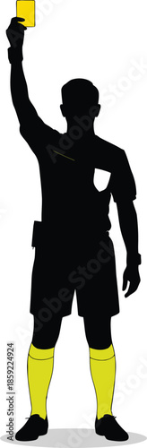 Referee holding yellow card
