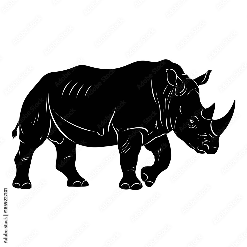 Fototapeta premium Black rhino silhouette a majestic african wildlife illustration