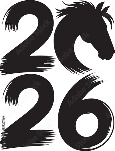 2026 celebration mark silhouette vector illustration icons. happy New Year 2026 silhouette vector illustration cons collection