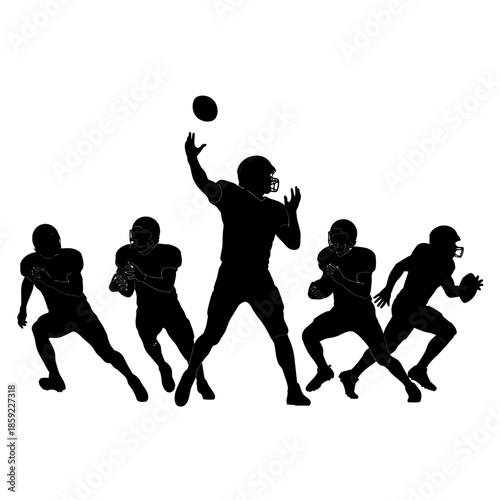 Silhouette of american football players in action during a game