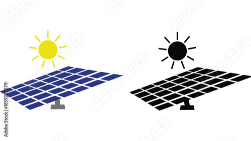 Solar panel with sun in yellow and black contrast