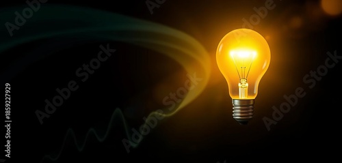 A bright, glowing lightbulb emerges from a dark, abstract background, symbolizing innovation, inspiration, and the birth of a new solution,  research,  connection