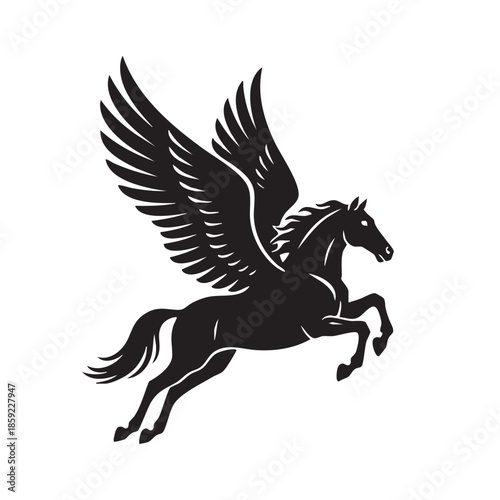 🐎 Majestic Pegasus Winged Horse Silhouette Illustration