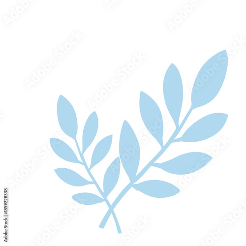 Minimalist blue leaf cluster with fine stems, great for spa branding, journals, or serene nature-inspired digital visuals.