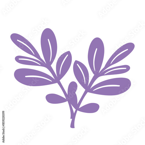 Hand-drawn purple leaf cluster with natural texture, great for rustic designs, journals, or organic brand visuals.