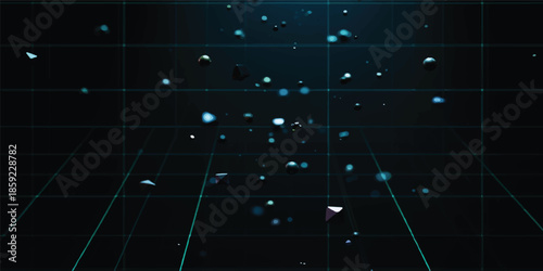 A seamless green radar screen looping animation features a futuristic digital interface design with a science data matrix pattern and glowing lines across a dark network wallpaper backgrounds