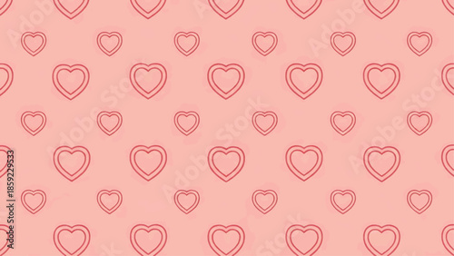 A beautiful pink background with a repeating pattern of hand-drawn hearts in various shades of red.