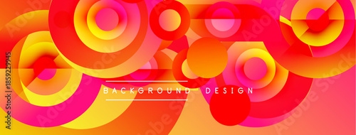 Abstract vibrant circles overlap, creating dynamic warm color gradients. Text reads background design centered within composition.
