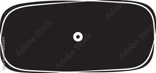 Black banner with central white circle