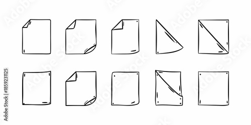 Doodle style illustrations of rectangle shapes with peeling corners