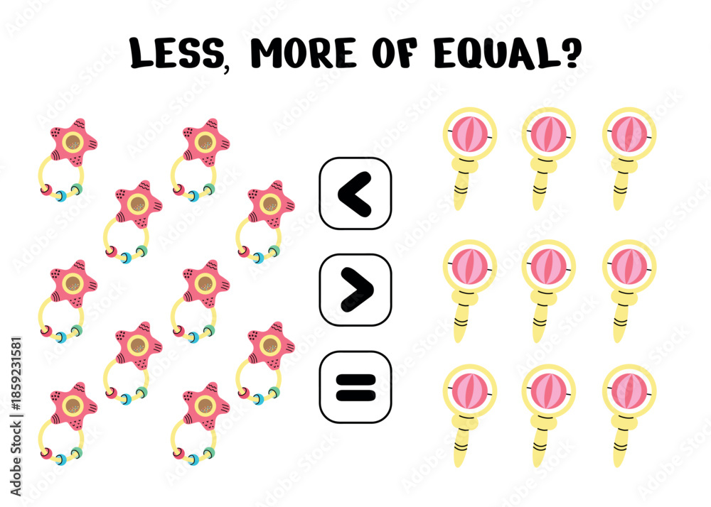 Fototapeta premium Compare Baby Rattles – More, Less or Equal?