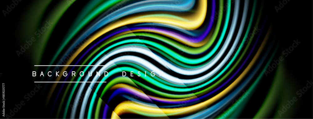 Fototapeta premium Abstract fluid lines create vibrant waves. Colors blend, forming dynamic background design. Smooth gradients suggest movement, energy.